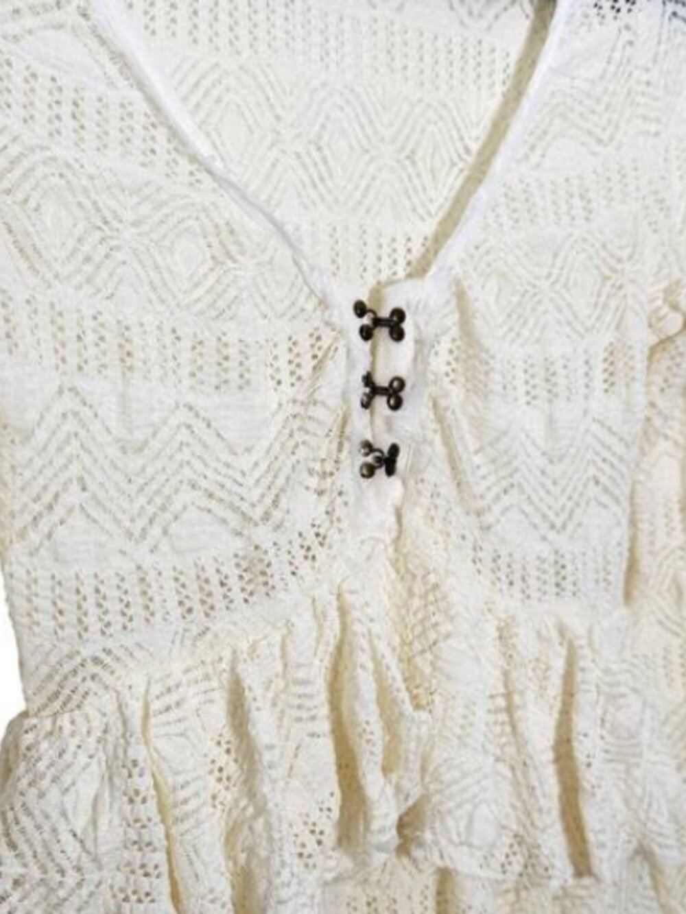 NWT Free People Lace Ruffle Tiered Boho Top - Picture 9 of 11